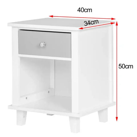 BukkitBow Compact nachtkastje waterbestendig met lade en open compartiment, 40x34x50cm, modern design, geschikt voor slaapkamer.