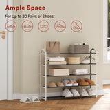 Compact BukkitBow stalen schoenenrek met handgrepen, 4/5 niveaus voor het organiseren van schoenen in een modern interieur.