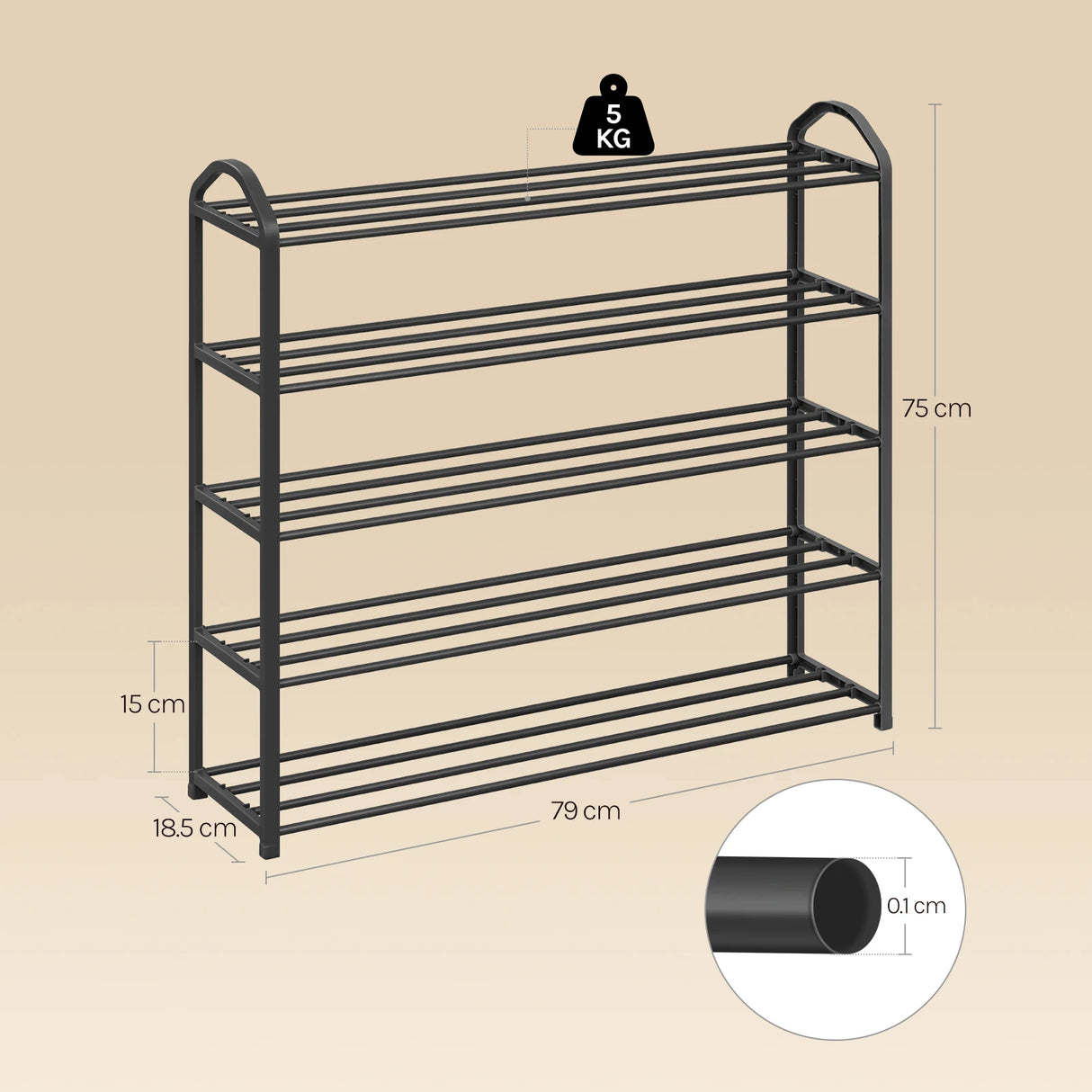 BukkitBow compact stalen schoenenrek met handgrepen, 4/5 niveaus voor schoenenorganisatie en opslag.