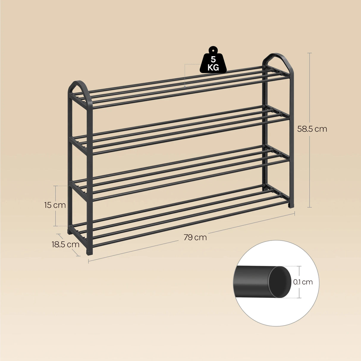 BukkitBow compact stalen schoenenrek met handgrepen, 4/5 niveaus voor schoenen op een nette en stevige manier opgeborgen