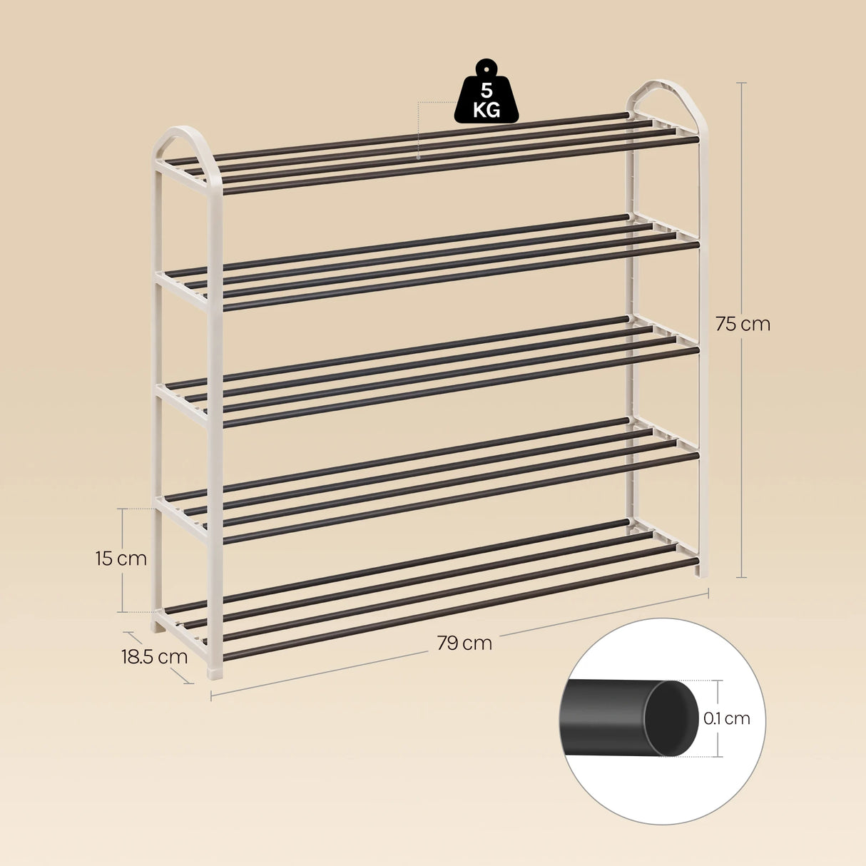 BukkitBow stalen schoenenrek met handgrepen, compact ontwerp, 4/5 niveaus voor schoenenorganisatie en opslag