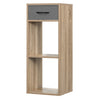 BukkitBow compacte boekenkast met stoffen lade en 3 niveaus, houten meubel voor boeken en accessoires