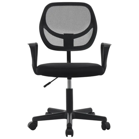 BukkitBow compacte bureaustoel met verstelbare hoogte van 41-53 cm en 100 kg draagvermogen, zwart met comfortabele zitting.
