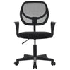 BukkitBow compacte bureaustoel met verstelbare hoogte van 41-53 cm en 100 kg draagvermogen, zwart met comfortabele zitting.