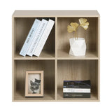 BukkitBow compacte kubus boekenkast met 4 vakken, ruimte-efficiënt en multifunctioneel, afmetingen 60x29,5x60 cm.