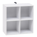 BukkitBow compacte kubus boekenkast met 4 vakken, ruimte-efficiënt en multifunctioneel, afmetingen 60x29,5x60cm.