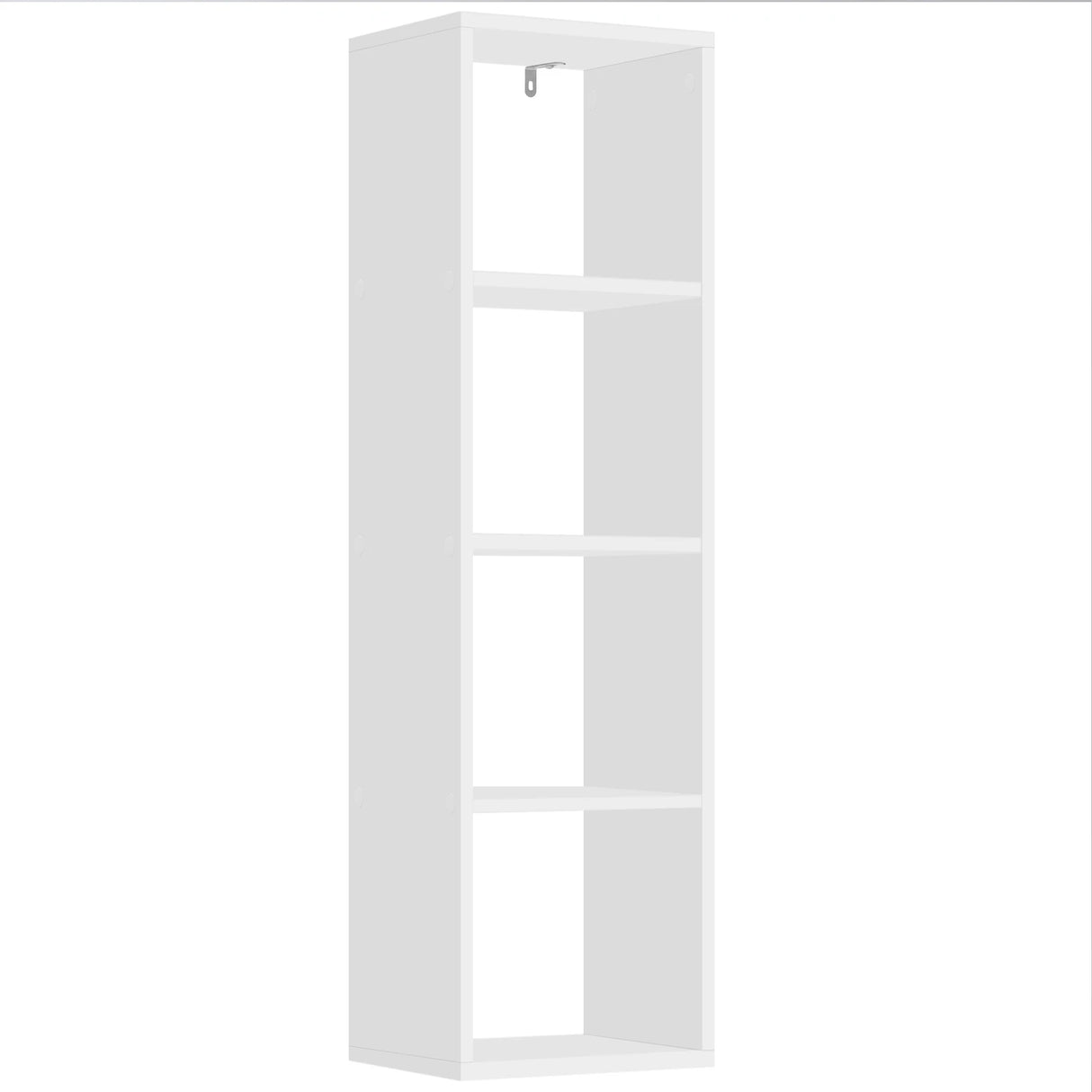 BukkitBow compacte kubus boekenkast met 4 vakken, verticaal en horizontaal, van hout met boeken en decoratie.