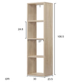 BukkitBow compacte kubus boekenkast met 4 vakken, verticaal en horizontaal, van hout, geschikt voor boeken en decoratie.