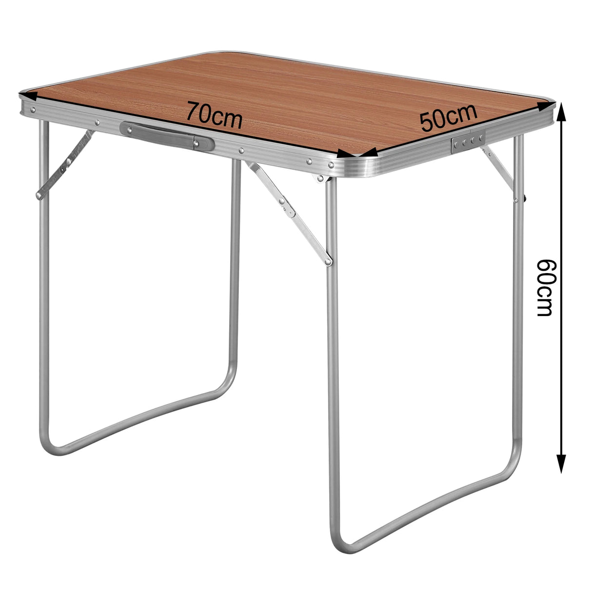BukkitBow compacte opvouwbare campingtafel met handvat, lichtgewicht en geschikt voor kamperen, overzichtelijke houten oppervlak.