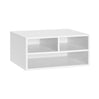 BukkitBow compacte printerverhoger met 3 opbergvakken, modern design, voor printerstandaard en organisatie op kantoor of thuis.