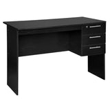 BukkitBow bureau voor kantoor met afsluitbare ladeblok, afmetingen 60x120x75 cm, zwart houten bureau voor werkplek.