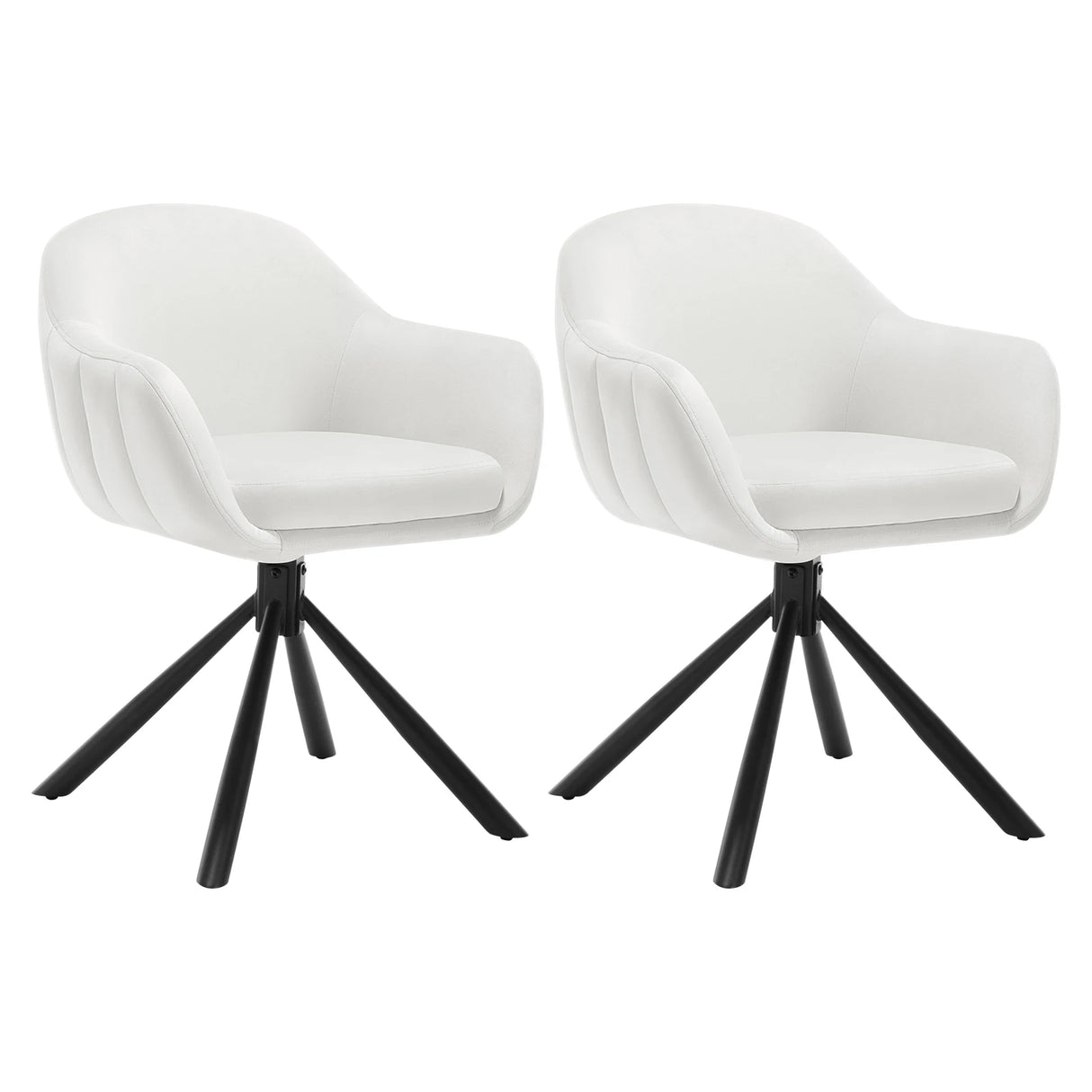 Set van 2 BukkitBow draaibare eetkamerstoelen met armleuningen, modern ontwerp en comfortabele zit, geschikt voor eetkamer.