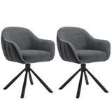 BukkitBow draaibare eetkamerstoel met armleuningen, set van 2, modern design, zachte bekleding en houten poten.