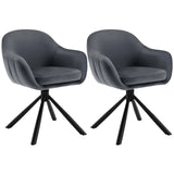 Set van 2 BukkitBow draaibare eetkamerstoelen met armleuningen, modern design, comfortabele zitting en houten poten.