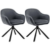 Set van 2 BukkitBow draaibare eetkamerstoelen met armleuningen, modern design, comfortabele zitting en houten poten.