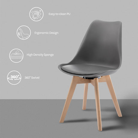 Set van 4 draaibare eetkamerstoelen van massief hout van BukkitBow, moderne en stevige eetkamerstoeldesign