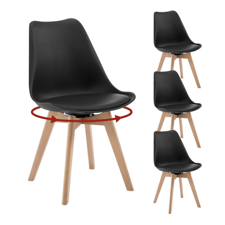Set van 4 draaibare eetkamerstoelen van massief hout van BukkitBow, comfortabele en stijlvolle eetkamerstoel set.