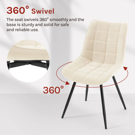 Set van 2 BukkitBow draaibare velvet eetkamerstoelen met 360 graden draai, elegante en comfortabele eetkamerstoel in zacht velvet.