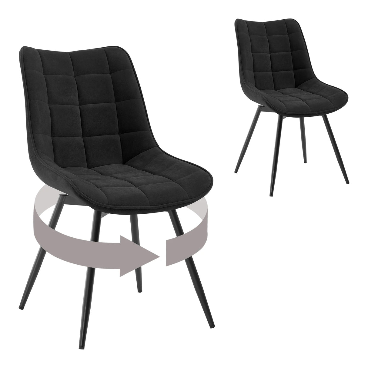 Set van 2 BukkitBow draaibare velvet eetkamerstoelen met 360 graden rotatie, elegante en comfortabele eetkamerstoel.