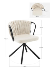 Set van 2 BukkitBow draaibare velvet eetkamerstoelen met armleuningen, elegante en comfortabele design voor in de eetkamer