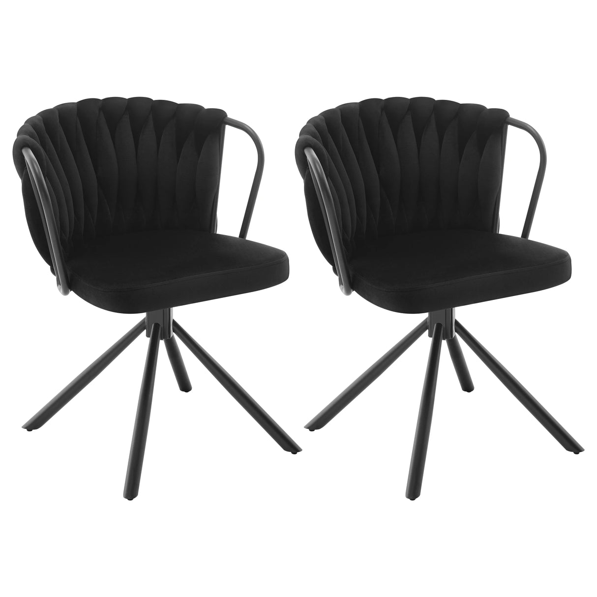 Set van 2 BukkitBow draaibare velvet eetkamerstoelen met armleuningen, stijlvolle en comfortabele zithoeken voor de eetkamer