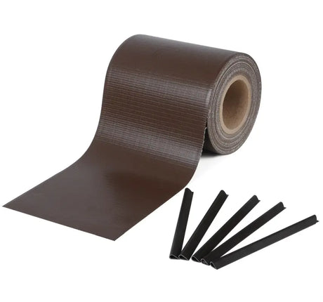 Dubbelzijdig BukkitBow privacyscherm rol met PC-folie, UV- en weerbestendig, 35m x 19cm, inclusief bevestigingsclips.