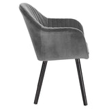 BukkitBow eetkamerstoel met fluwelen bekleding, massief houten poten en ergonomisch ontwerp, zithoogte 44 cm.
