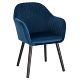 BukkitBow eetkamerstoel met fluwelen bekleding, massief houten poten en ergonomisch ontwerp, zithoogte 44 cm.
