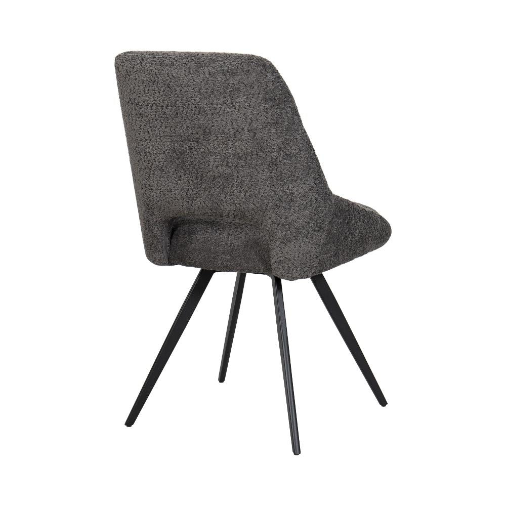 BukkitBow eetkamerstoel met chenille stof en metalen onderstel, geschikt als make-up stoel, modern design in de keuken of eetkamer