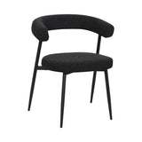 BukkitBow eetkamerstoel met chenille stof en metalen onderstel, open design, geschikt als make-up stoel in de keuken of eetkamer.