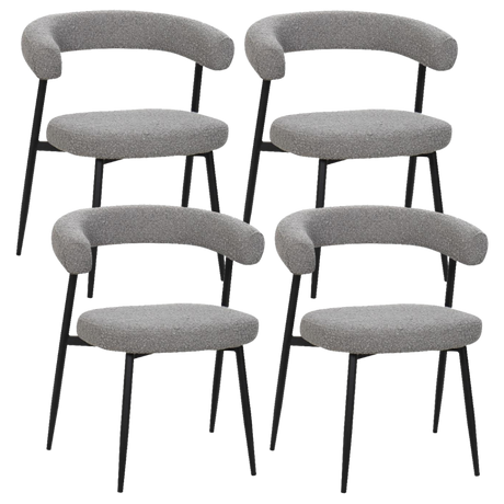 BukkitBow eetkamerstoel met chenille stof en metalen onderstel, open design, geschikt als keuken- of make-up stoel