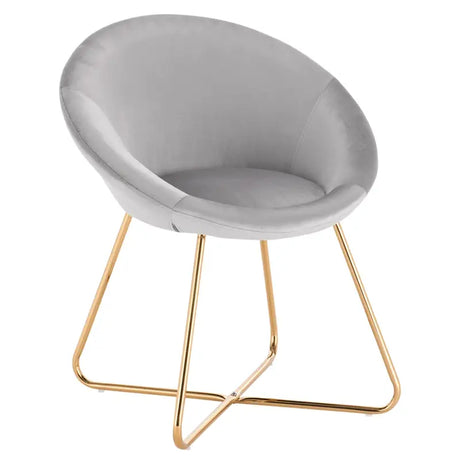 BukkitBow eetkamerstoel met fluwelen bekleding, metalen poten en ergonomische vorm, zithoogte 44 cm.