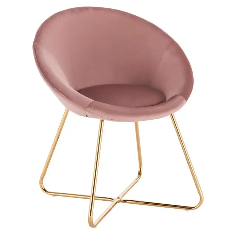 BukkitBow eetkamerstoel met fluwelen bekleding, metalen poten en ergonomische vorm, zithoogte 44 cm.