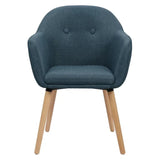 BukkitBow eetkamerstoel van linnen of fluweel met massief houten poten, ergonomisch ontwerp en zithoogte van 45 cm.