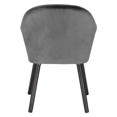 BukkitBow eetkamerstoel van linnen of fluweel met massief houten poten, ergonomisch design en zithoogte van 45 cm.