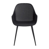 Set van 2 moderne BukkitBow eetkamerstoelen met holle rug en metalen poten, geschikt voor keuken en eethoek.