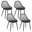 Set van 4 BukkitBow eetkamerstoelen met holle rugleuning, Scandinavisch design en metalen poten voor de keuken of eethoek.
