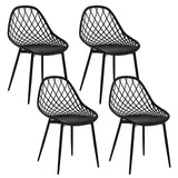 Set van 4 BukkitBow eetkamerstoelen met holle rugleuning, Scandinavisch design en metalen poten voor de keuken of eethoek.