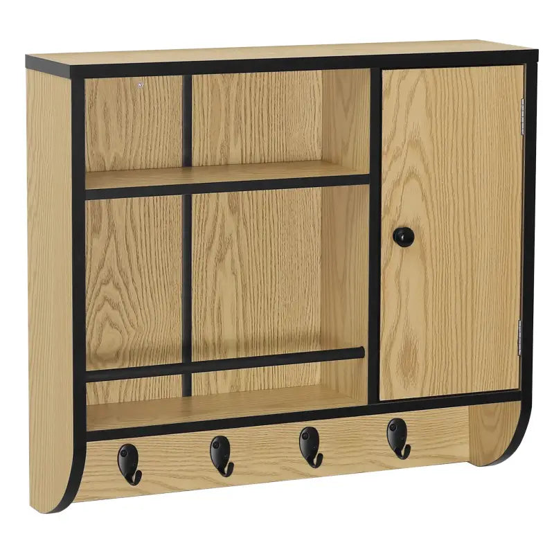BukkitBow eiken badkamermeubel met verstelbare planken en industriële stijl, 58x52x15 cm, wandkast met laden tot 7 kg.