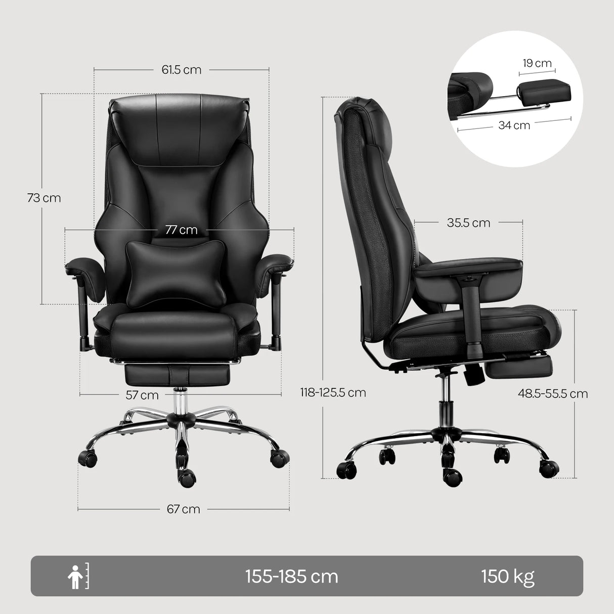 BukkitBow ergonomische bureaustoel met kunstleer, verstelbare hoogte en directeurstijl voor comfortabel zitervaring
