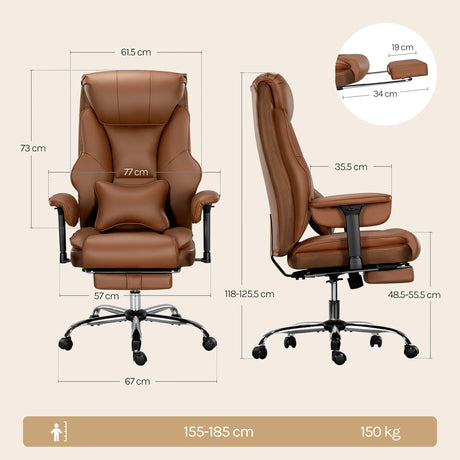 BukkitBow ergonomische bureaustoel met kunstleer, hoogteverstelbare directeursstoel, comfortabele zit en moderne uitstraling.