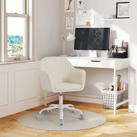 BukkitBow ergonomische bureaustoel met fluwelen bekleding en hoogteverstelling, comfortabele kantoorstoel voor thuis of kantoor.
