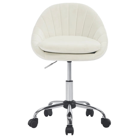 Ergonomische BukkitBow bureaustoel met wielen en kaptafelstoel, zwart met comfortabele rugleuning en verstelbare armleuningen.