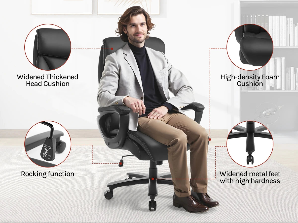 BukkitBow ergonomische bureaustoel van kunstleer met hoofsteun en luxe design, geschikt voor comfortabel werken.