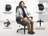 BukkitBow ergonomische bureaustoel van kunstleer met hoofsteun en luxe design, geschikt voor comfortabel werken.