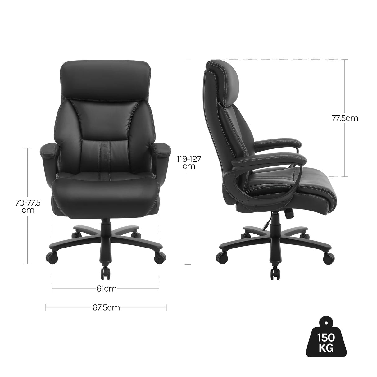 BukkitBow ergonomische bureaustoel van kunstleer met hoofsteun en luxe afwerking, geschikt voor comfortabel werken en zitten