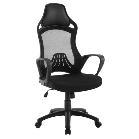 BukkitBow ergonomische bureaustoel met mesh bekleding, wipfunctie en hoofdkussen, geschikt voor comfortabel werken.