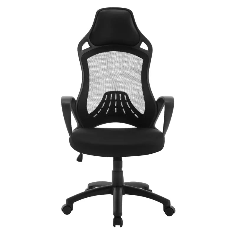 BukkitBow ergonomische bureaustoel met mesh bekleding, wipfunctie en hoofdkussen, geschikt voor comfortabel werken.