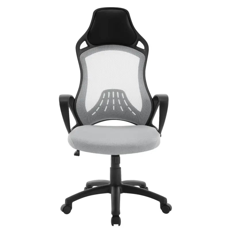 BukkitBow ergonomische bureaustoel met mesh bekleding, wipfunctie en hoofdkussen voor comfort en ondersteuning.