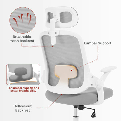 BukkitBow ergonomische bureaustoel met mesh, verstelbare lendensteun en rugleuning, ideaal voor comfortabel zitten op kantoor